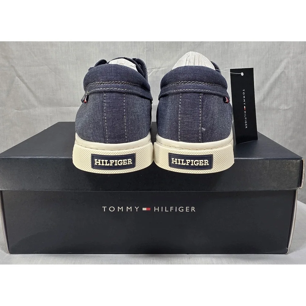 Tommy Hilfiger Men's Canvas Boat‎ Shoes Navy Blue Lace Up Loafers